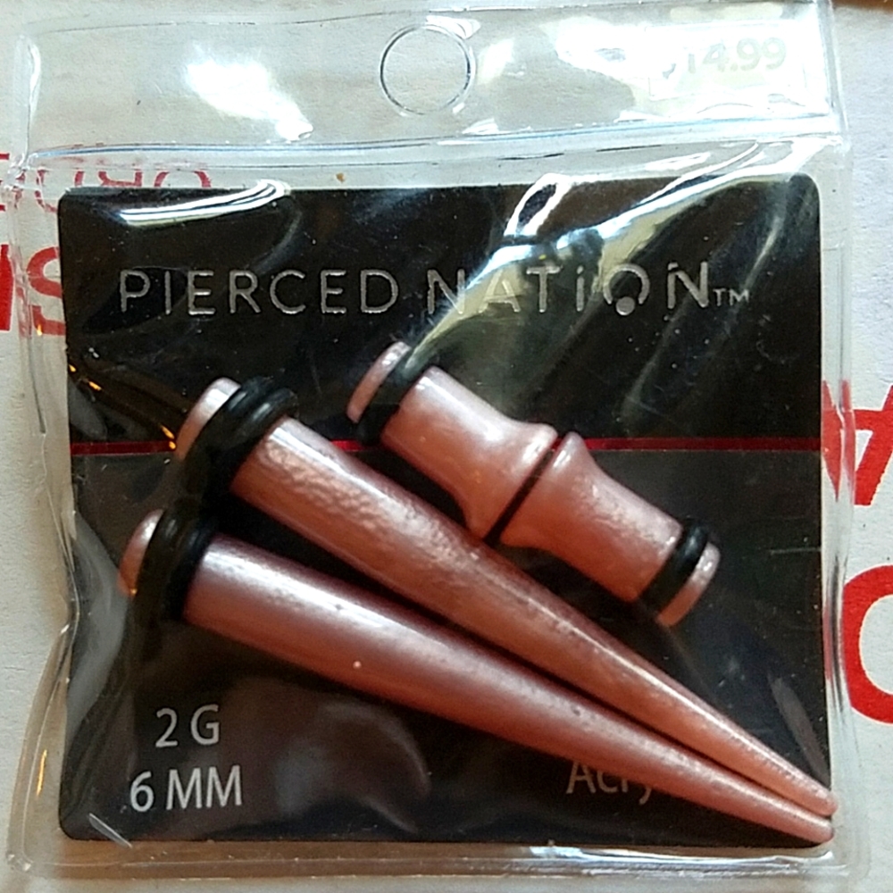NWT PIERCED NATION PINK ACRYLIC PLUGS AND TAPERS! 2G OR 6MM